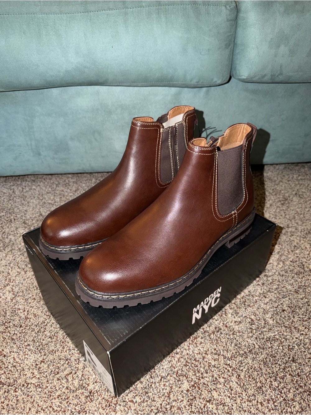 Madden NYC Men's Brown Leather Chelsea Boot